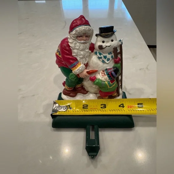 🛎️ Clearance Vtg Santa Claus With Snowman Stocking Holder Hanger Christmas - Picture 7 of 7